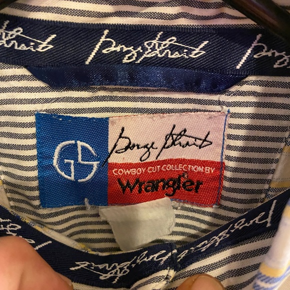 Wrangler George Straight Long Sleeve One Pocket Button Down Yellow/grn Plaid L - Picture 3 of 5